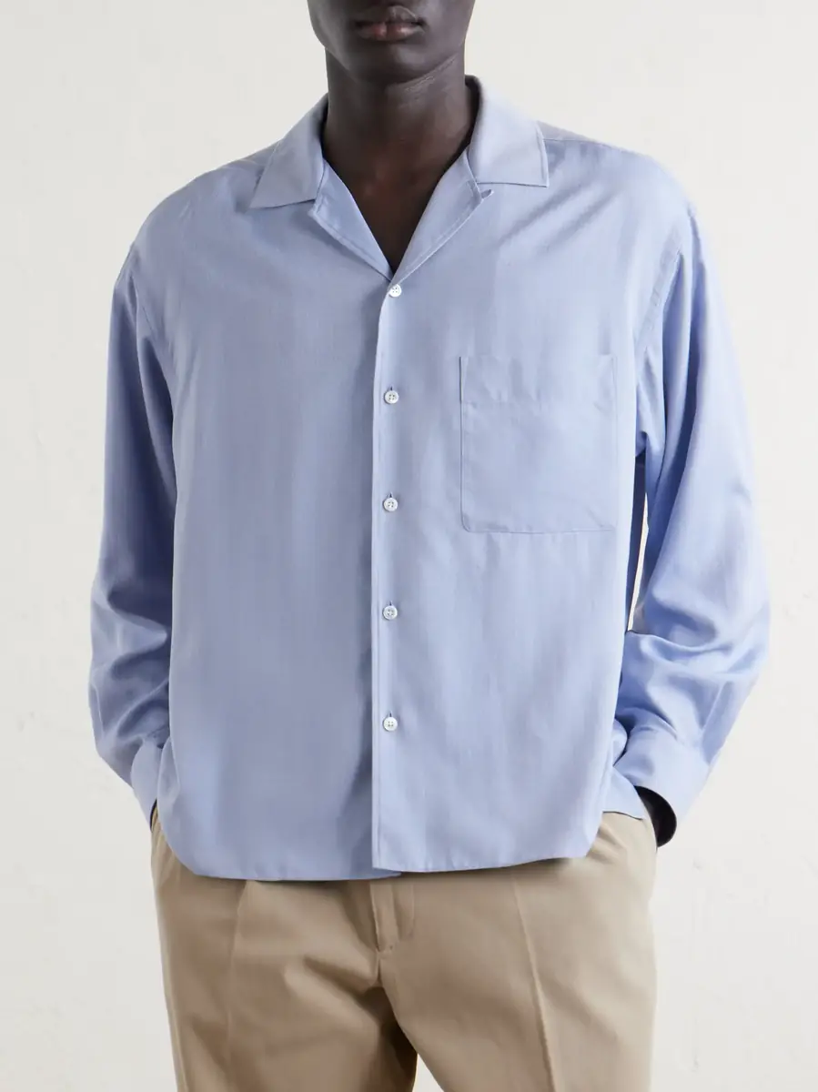 The Row Elijas Camp Collar Silk-Poplin Shirt | Thumbnail 3 The Row Elijas Camp Collar Silk-Poplin Shirt | Thumbnail 3
