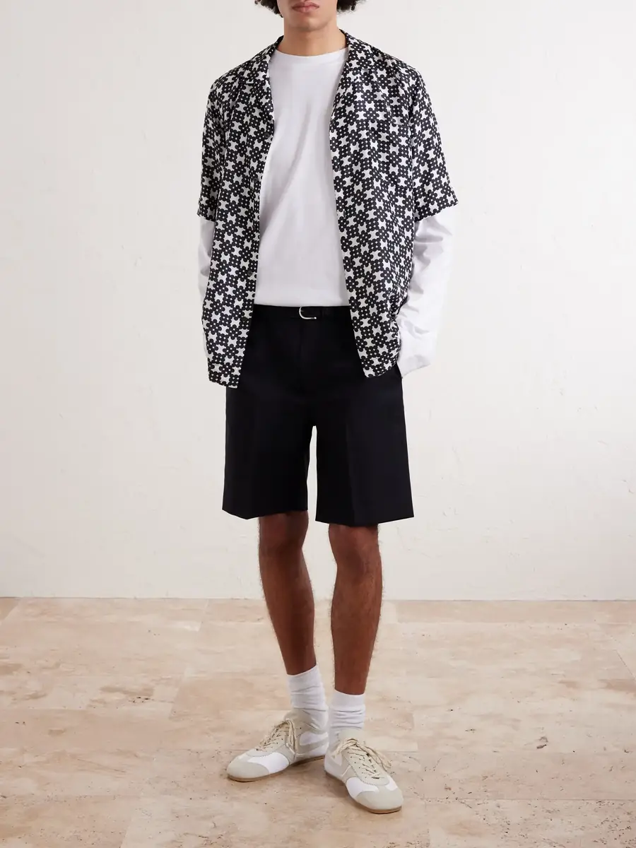 Dries Van Noten Straight-Leg Cotton and Wool-Blend Shorts | Thumbnail 2 Dries Van Noten Straight-Leg Cotton and Wool-Blend Shorts | Thumbnail 2