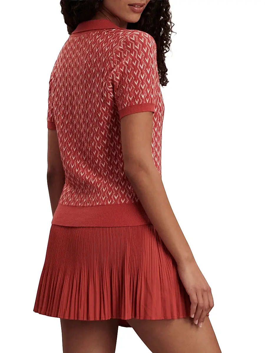 Varley Women's Ezrella Geometric Cotton-Blend Polo Shirt | Thumbnail 5