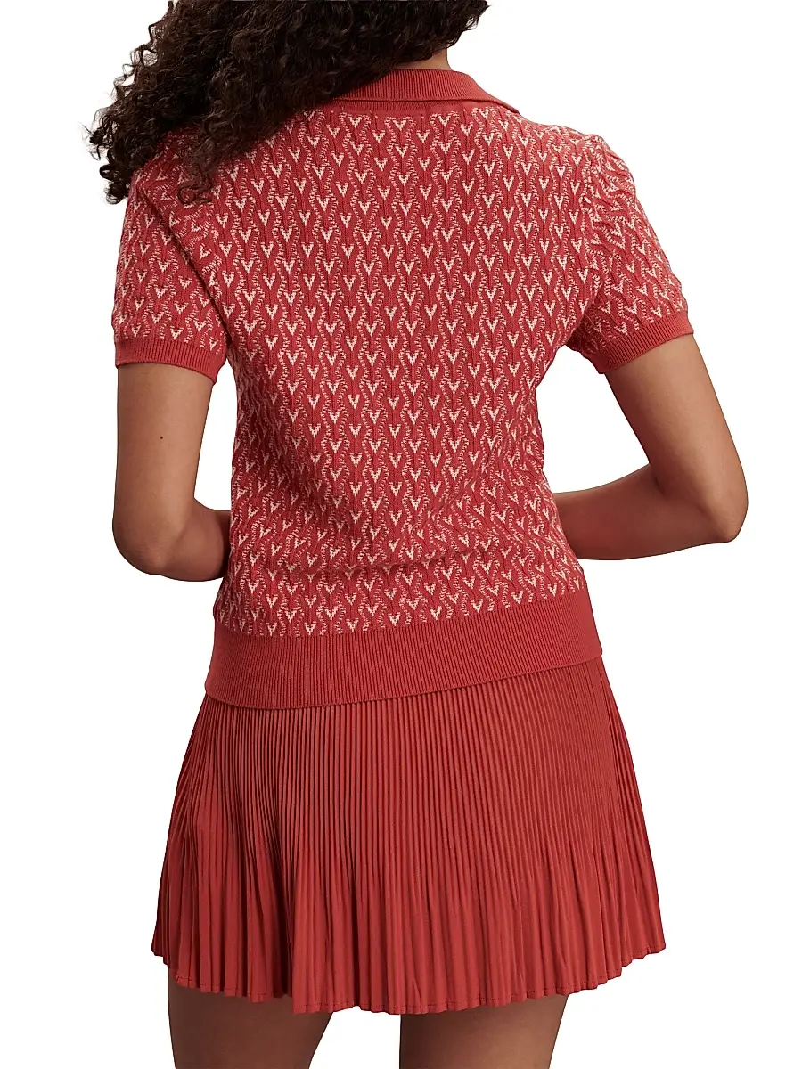 Varley Women's Ezrella Geometric Cotton-Blend Polo Shirt | Thumbnail 6