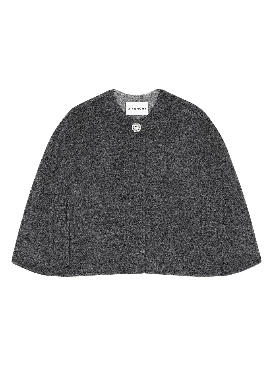 Givenchy Women's Cropped Cape in Wool and Cashmere - Dark Grey