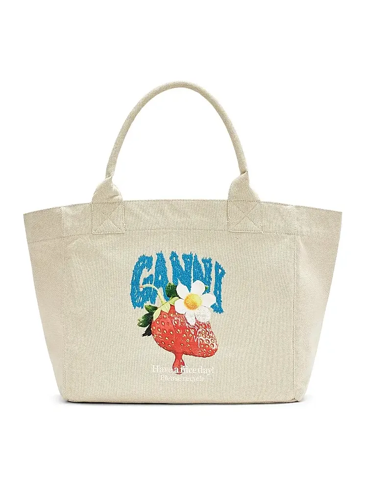 Women's Medium Embroidered-Logo Graphic Cotton Canvas Shopper Tote Bag Women's Medium Embroidered-Logo Graphic Cotton Canvas Shopper Tote Bag