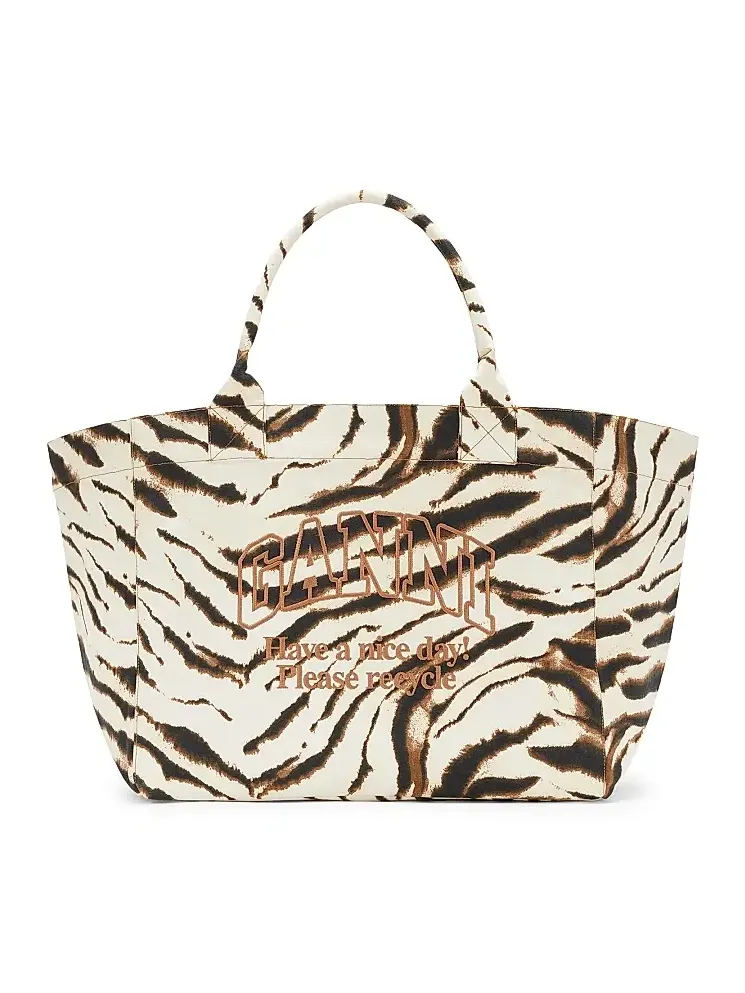 Women's Extra-Large Zebra-Print Cotton Tote Bag