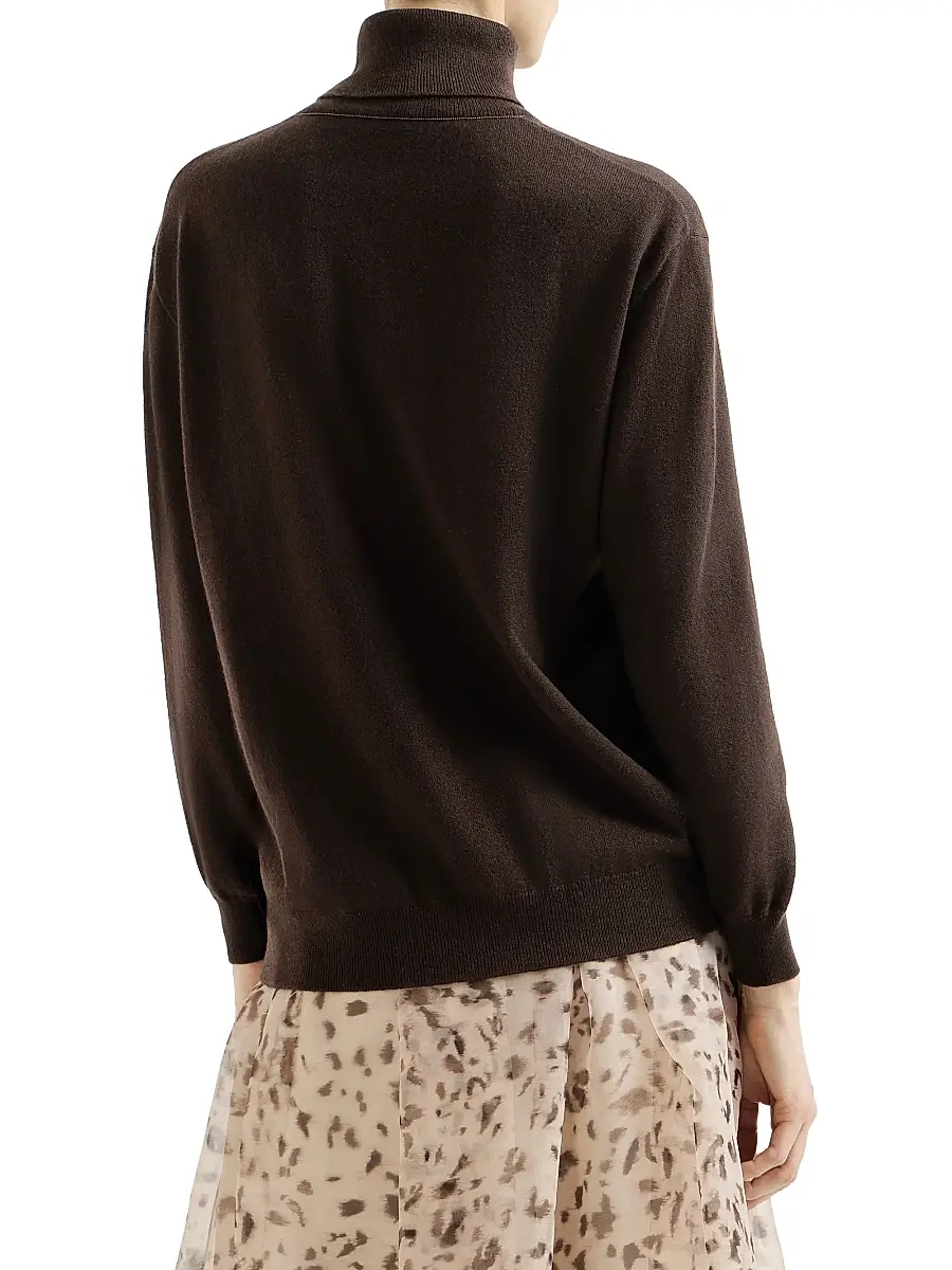 Brunello Cucinelli Women's Cashmere Turtleneck Sweater with Monili - Coffee | Thumbnail 3 Brunello Cucinelli Women's Cashmere Turtleneck Sweater with Monili - Coffee | Thumbnail 3