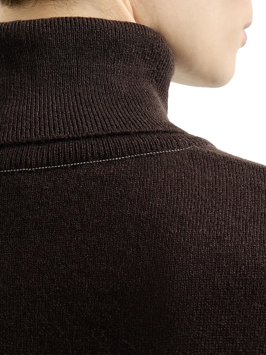Brunello Cucinelli Women's Cashmere Turtleneck Sweater with Monili - Coffee | Thumbnail 4 Brunello Cucinelli Women's Cashmere Turtleneck Sweater with Monili - Coffee | Thumbnail 4