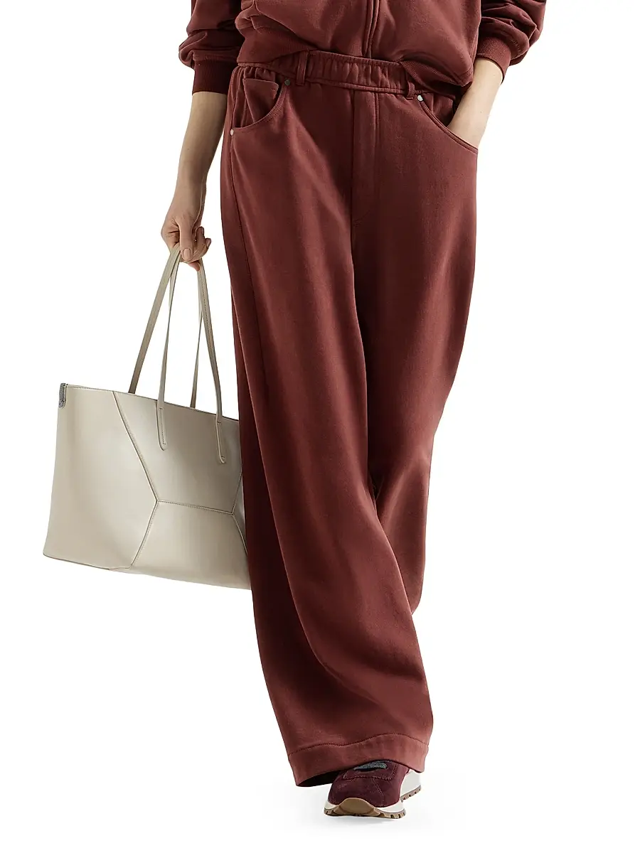 Brunello Cucinelli Women's Cotton Smooth French Terry Trousers | Thumbnail 4 Brunello Cucinelli Women's Cotton Smooth French Terry Trousers | Thumbnail 4