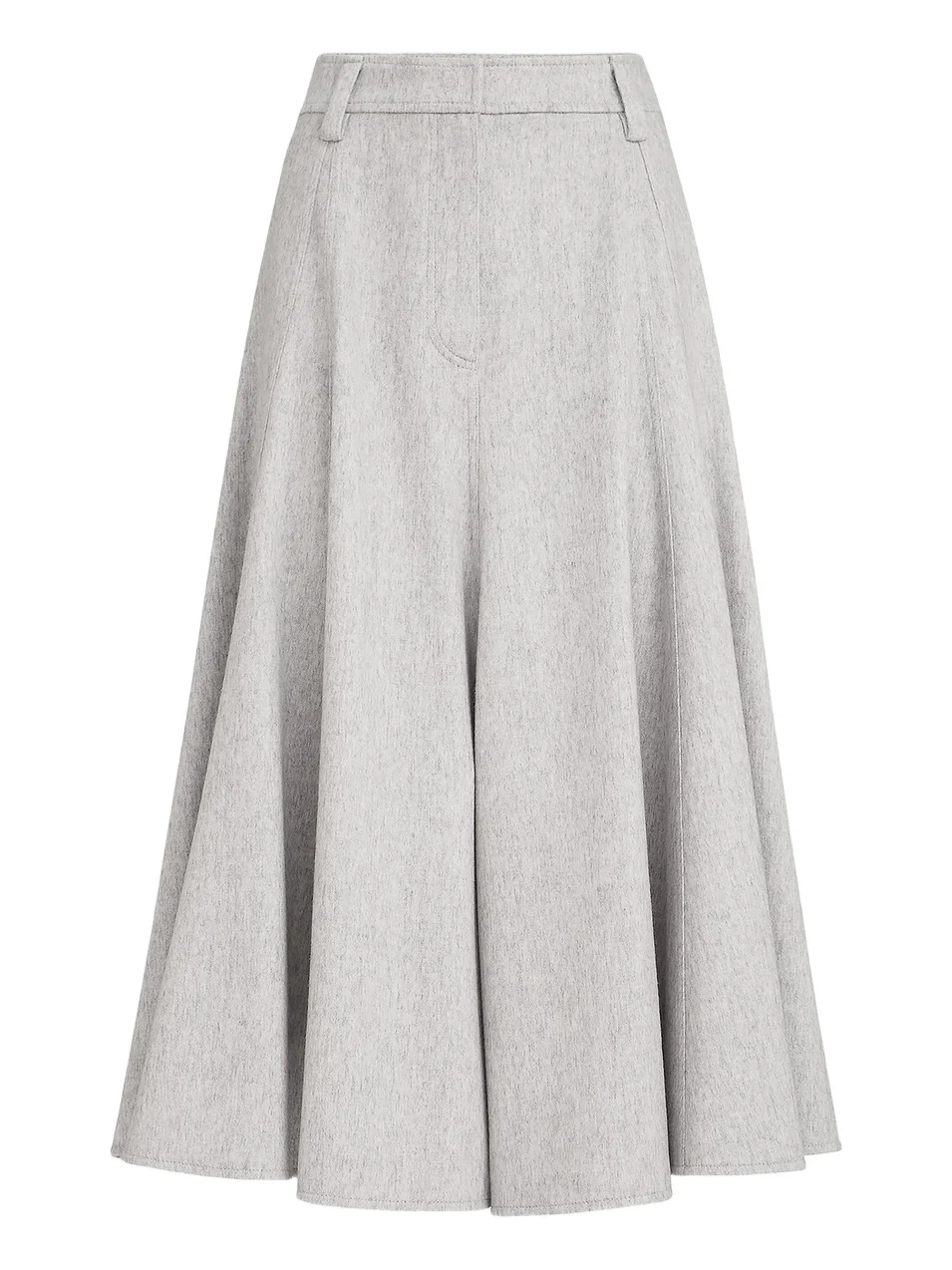 Brunello Cucinelli Women's Wool Flannel Flared Skirt with Monili - Grey