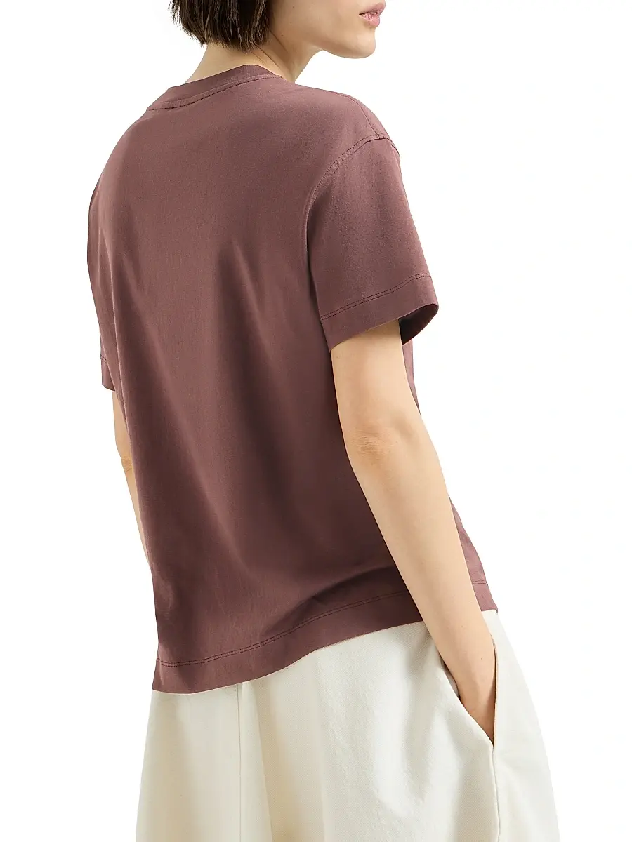 Brunello Cucinelli Women's Cotton Jersey T-Shirt with Shiny Tab - Grape | Thumbnail 3
