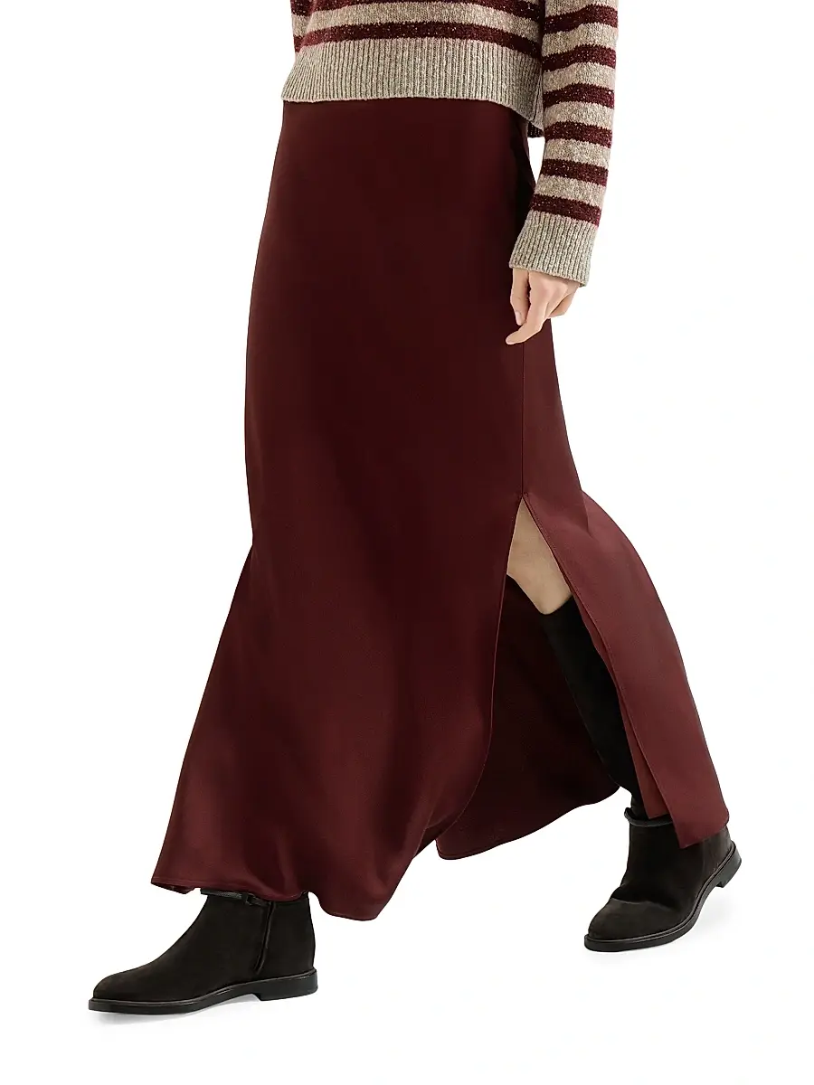 Brunello Cucinelli Women's Satin Cady Fluid Bias Cut Skirt | Thumbnail 5 Brunello Cucinelli Women's Satin Cady Fluid Bias Cut Skirt | Thumbnail 5