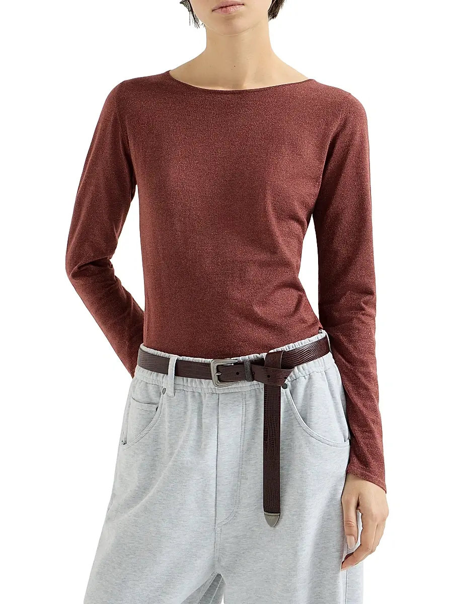 Brunello Cucinelli Women's Sparkling Cashmere and Silk Lightweight Sweater | Thumbnail 2