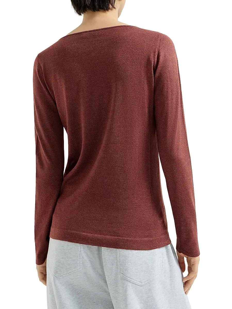 Brunello Cucinelli Women's Sparkling Cashmere and Silk Lightweight Sweater | Thumbnail 3