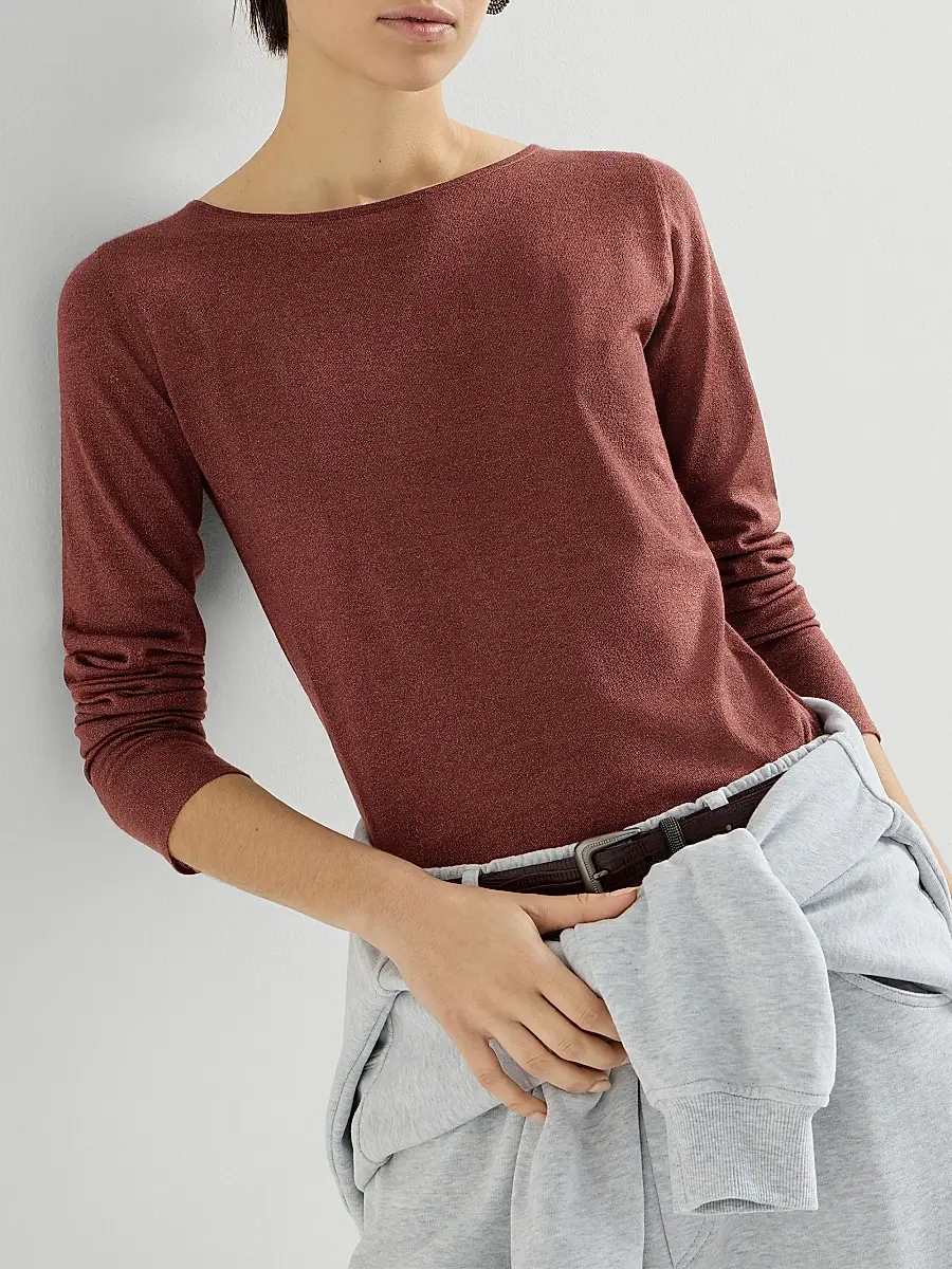 Brunello Cucinelli Women's Sparkling Cashmere and Silk Lightweight Sweater | Thumbnail 5