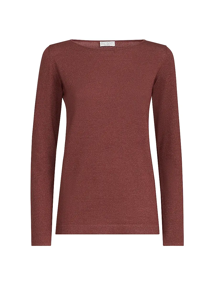Brunello Cucinelli Women's Sparkling Cashmere and Silk Lightweight Sweater - Ruby | Image 1 Brunello Cucinelli Women's Sparkling Cashmere and Silk Lightweight Sweater - Ruby | Image 1