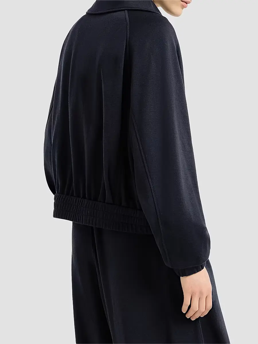 Brunello Cucinelli Women's Cotton and Silk Interlock Cardigan with Shiny Zipper Pull | Thumbnail 3 Brunello Cucinelli Women's Cotton and Silk Interlock Cardigan with Shiny Zipper Pull | Thumbnail 3