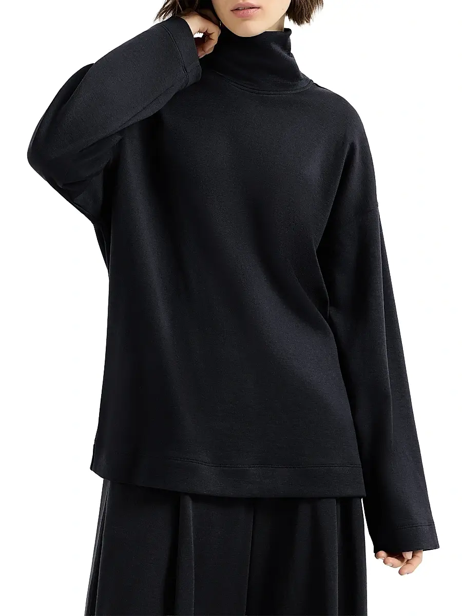 Brunello Cucinelli Women's Cotton and Silk Interlock Turtle-Neck Sweater | Thumbnail 2 Brunello Cucinelli Women's Cotton and Silk Interlock Turtle-Neck Sweater | Thumbnail 2