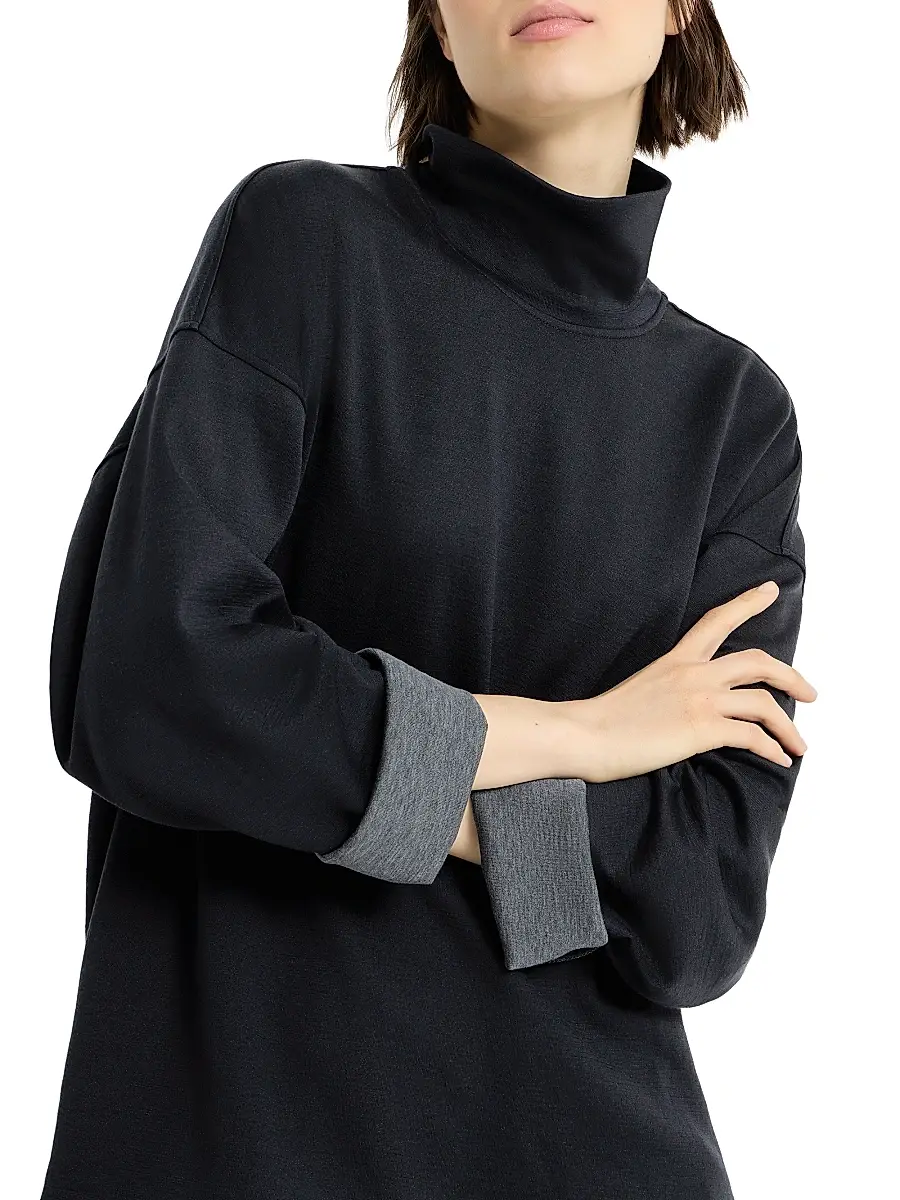 Brunello Cucinelli Women's Cotton and Silk Interlock Turtle-Neck Sweater | Thumbnail 5 Brunello Cucinelli Women's Cotton and Silk Interlock Turtle-Neck Sweater | Thumbnail 5