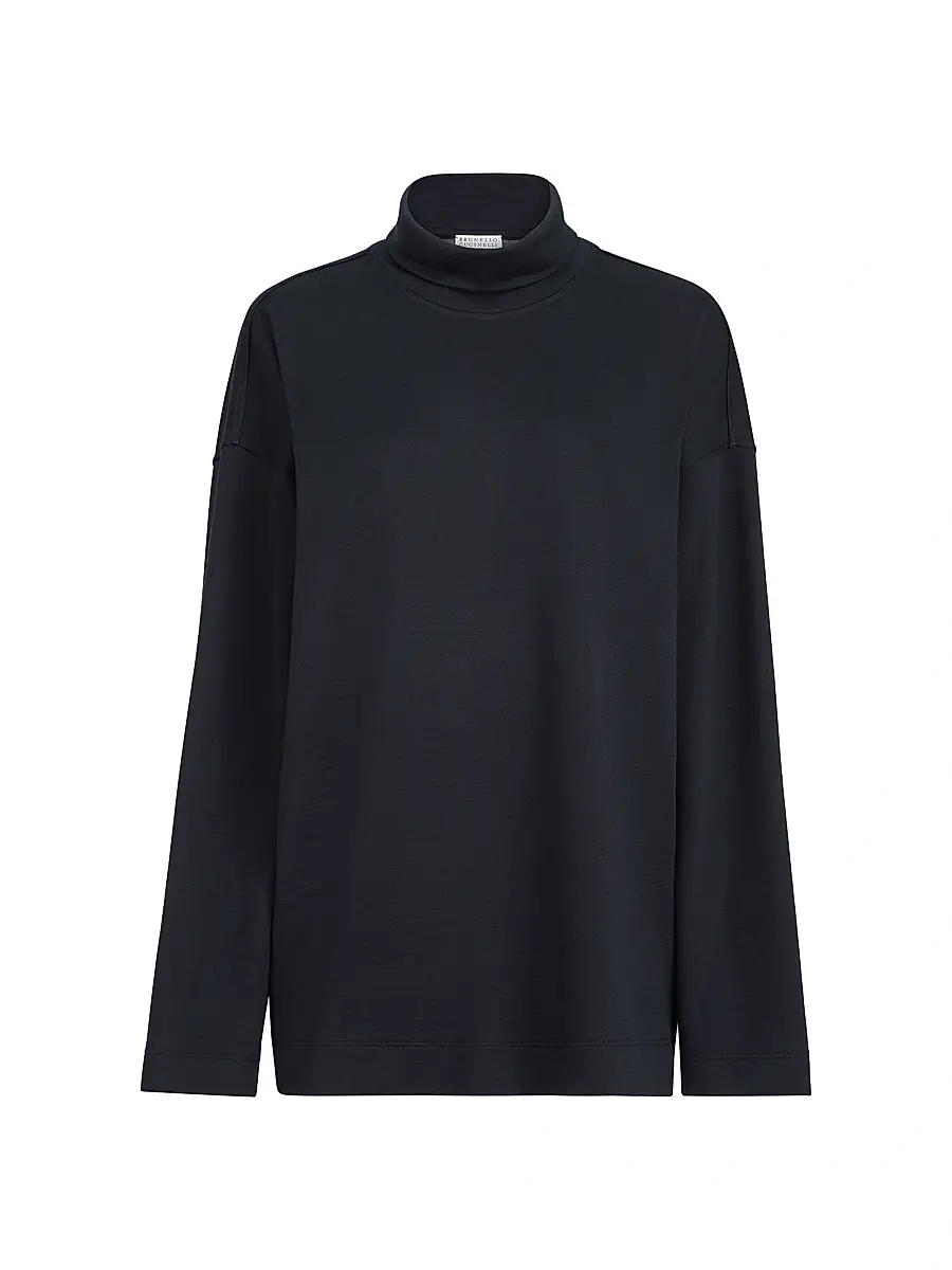 Brunello Cucinelli Women's Cotton and Silk Interlock Turtle-Neck Sweater