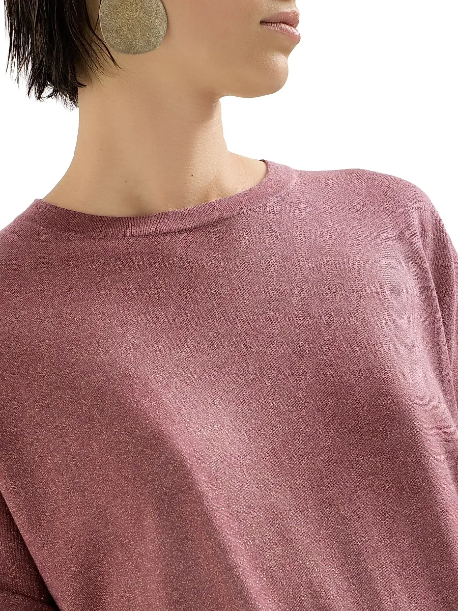 Brunello Cucinelli Women's Sparkling Cashmere and Silk Lightweight Knit T-Shirt | Thumbnail 4 Brunello Cucinelli Women's Sparkling Cashmere and Silk Lightweight Knit T-Shirt | Thumbnail 4