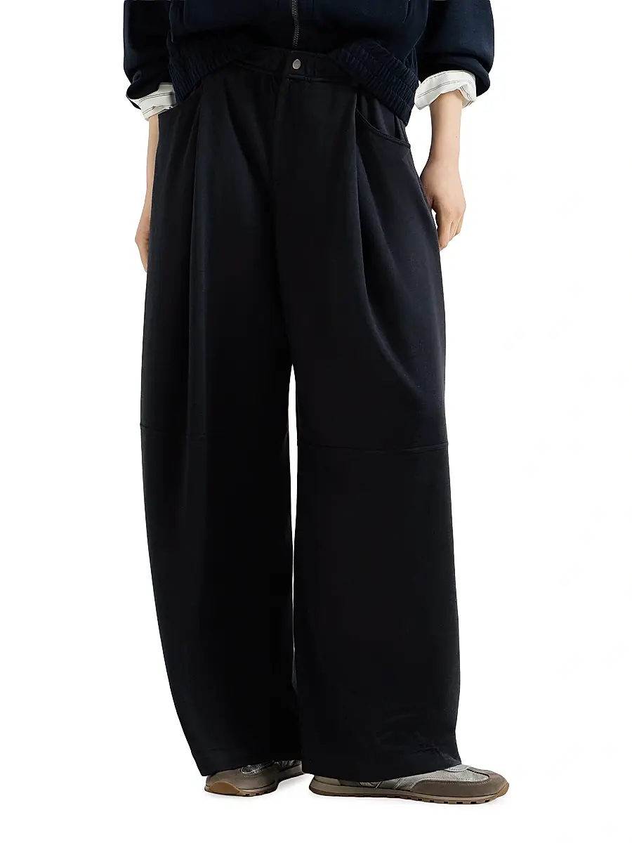 Brunello Cucinelli Women's Cotton and Silk Interlock Track Pants | Thumbnail 3 Brunello Cucinelli Women's Cotton and Silk Interlock Track Pants | Thumbnail 3