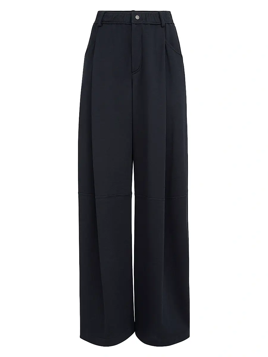 Brunello Cucinelli Women's Cotton and Silk Interlock Track Pants - Night | Image 1 Brunello Cucinelli Women's Cotton and Silk Interlock Track Pants - Night | Image 1