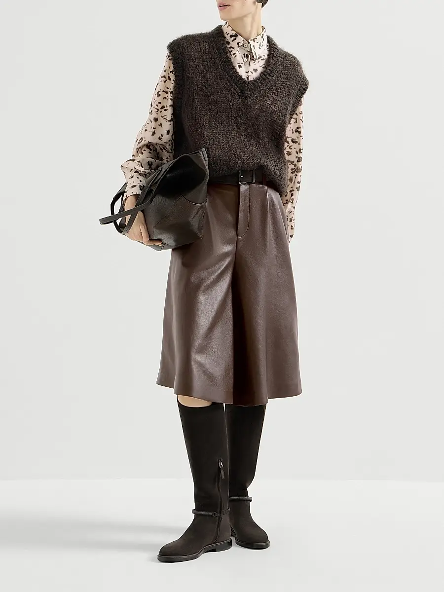 Brunello Cucinelli Women's Sparkling Mohair Sweater Vest with Monili - Pine Cone Brown | Thumbnail 6 Brunello Cucinelli Women's Sparkling Mohair Sweater Vest with Monili - Pine Cone Brown | Thumbnail 6