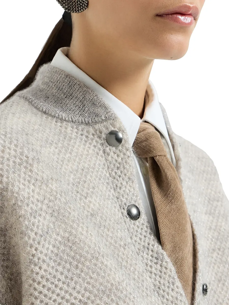 Brunello Cucinelli Women's Sparkling Mohair Double Knit Net Cardigan | Thumbnail 5 Brunello Cucinelli Women's Sparkling Mohair Double Knit Net Cardigan | Thumbnail 5