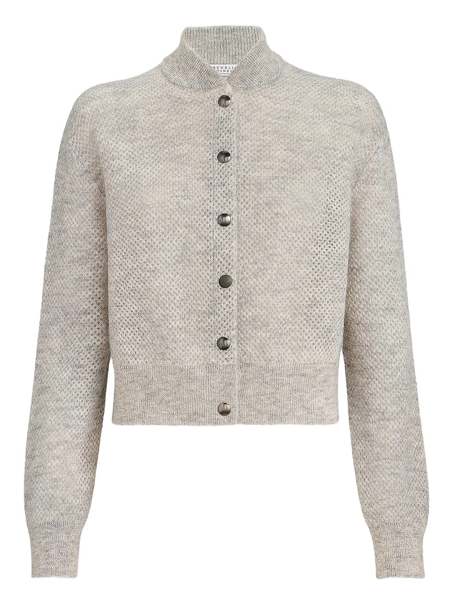 Brunello Cucinelli Women's Sparkling Mohair Double Knit Net Cardigan