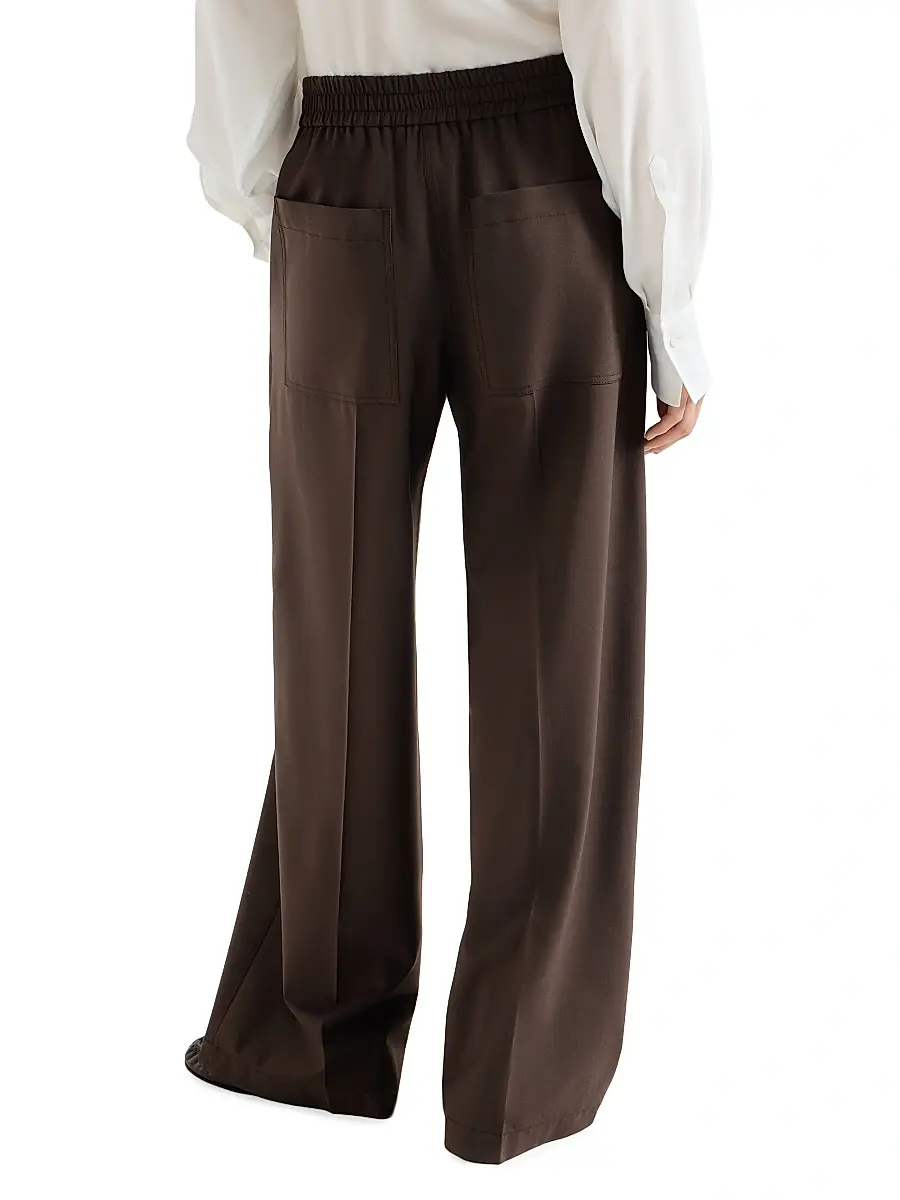 Brunello Cucinelli Women's Tropical Luxury Wool Loose Track Trousers | Thumbnail 4 Brunello Cucinelli Women's Tropical Luxury Wool Loose Track Trousers | Thumbnail 4