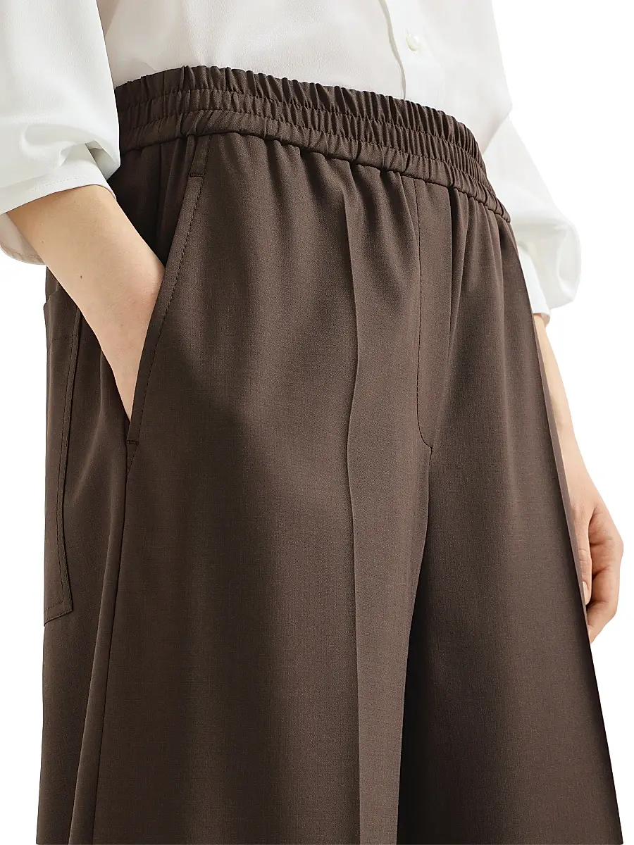 Brunello Cucinelli Women's Tropical Luxury Wool Loose Track Trousers | Thumbnail 5 Brunello Cucinelli Women's Tropical Luxury Wool Loose Track Trousers | Thumbnail 5