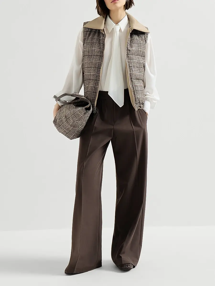 Brunello Cucinelli Women's Tropical Luxury Wool Loose Track Trousers | Thumbnail 6 Brunello Cucinelli Women's Tropical Luxury Wool Loose Track Trousers | Thumbnail 6