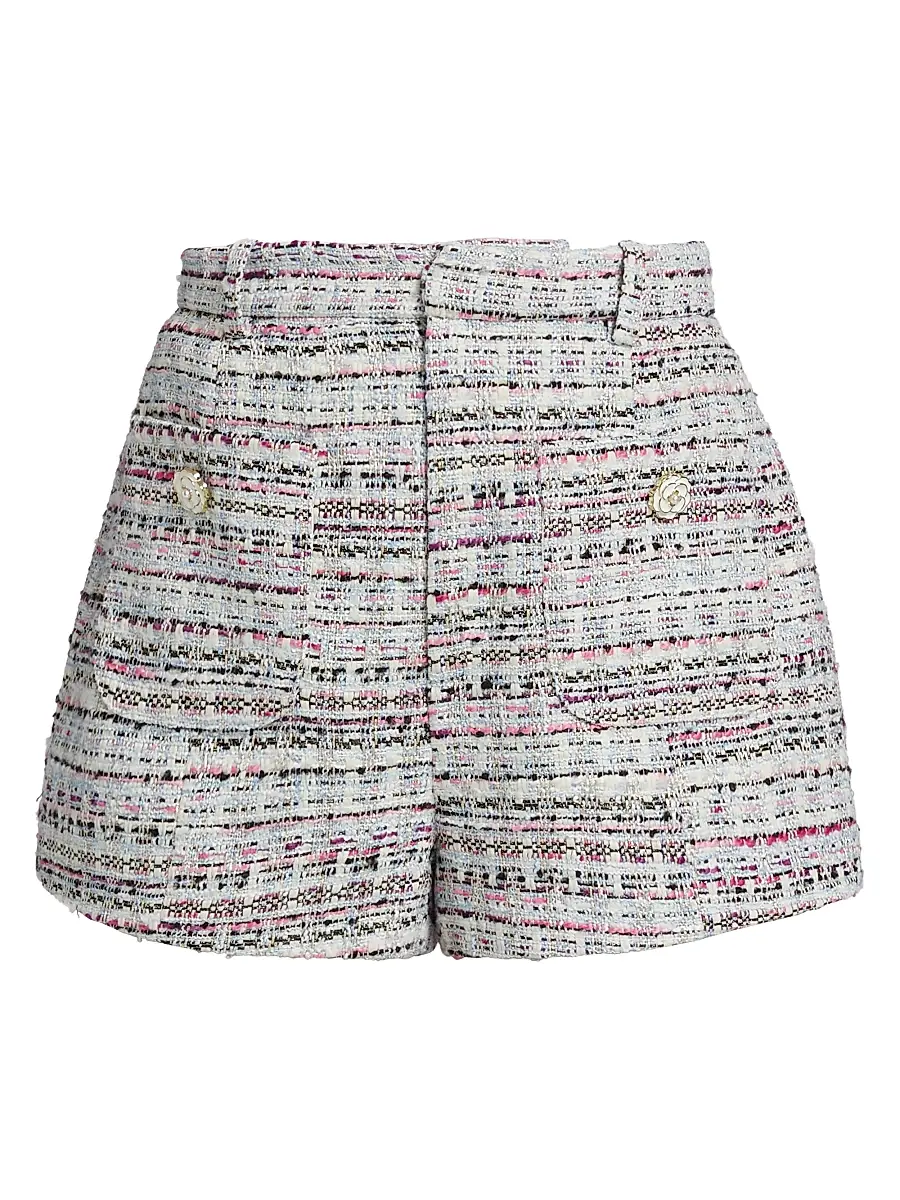 Cinq à Sept Women's Auden Boucle Tweed Shorts - Vibrant Plum Multi | Image 1 Cinq à Sept Women's Auden Boucle Tweed Shorts - Vibrant Plum Multi | Image 1