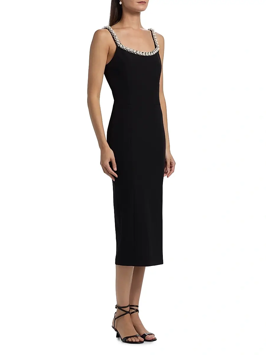 Generation Love Women's Prague Faux-Pearl-Embellished Stretch-Crepe Midi-Dress | Thumbnail 4 Generation Love Women's Prague Faux-Pearl-Embellished Stretch-Crepe Midi-Dress | Thumbnail 4