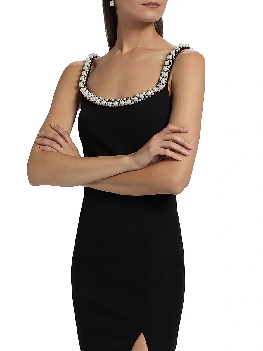 Generation Love Women's Prague Faux-Pearl-Embellished Stretch-Crepe Midi-Dress | Thumbnail 6 Generation Love Women's Prague Faux-Pearl-Embellished Stretch-Crepe Midi-Dress | Thumbnail 6
