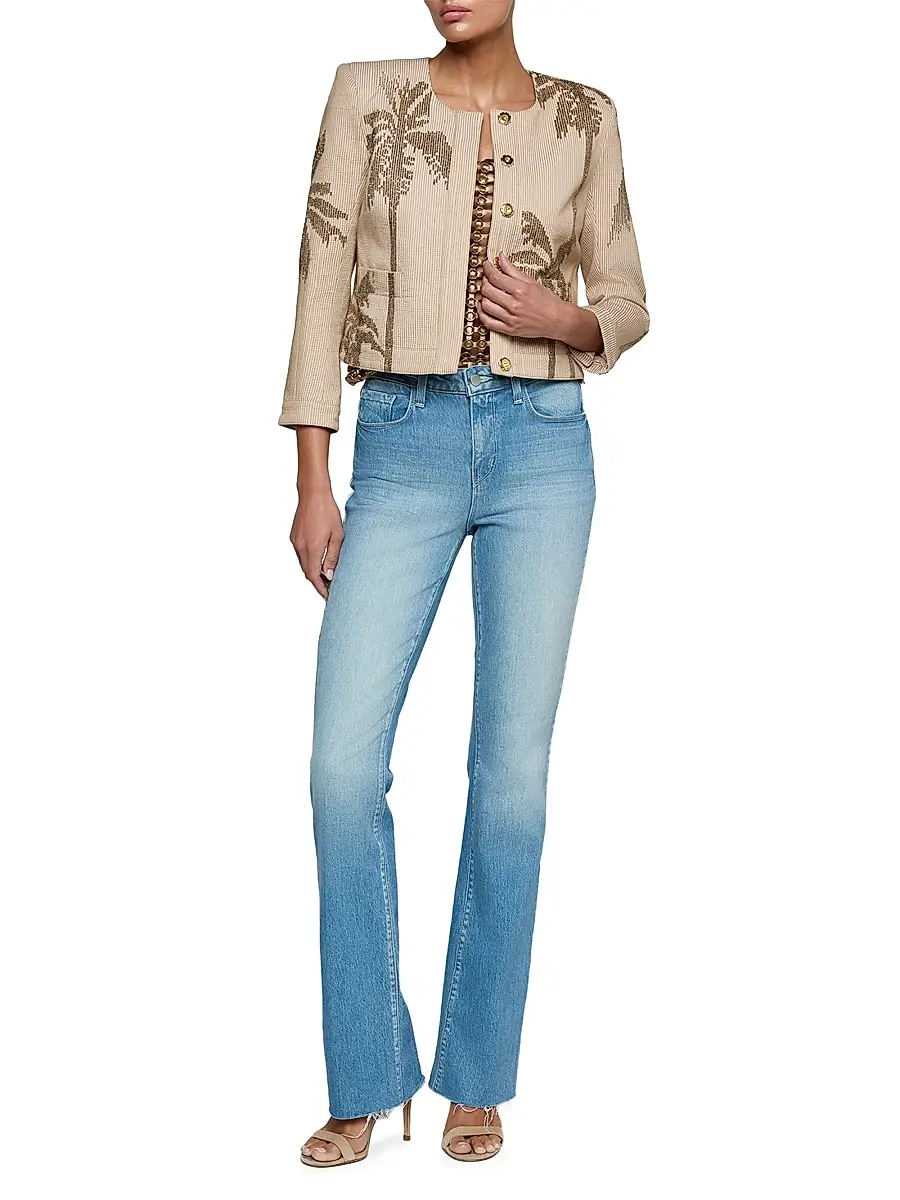 L'Agence Women's Lian Palm Tree Beaded Cotton Jacket | Thumbnail 2 L'Agence Women's Lian Palm Tree Beaded Cotton Jacket | Thumbnail 2