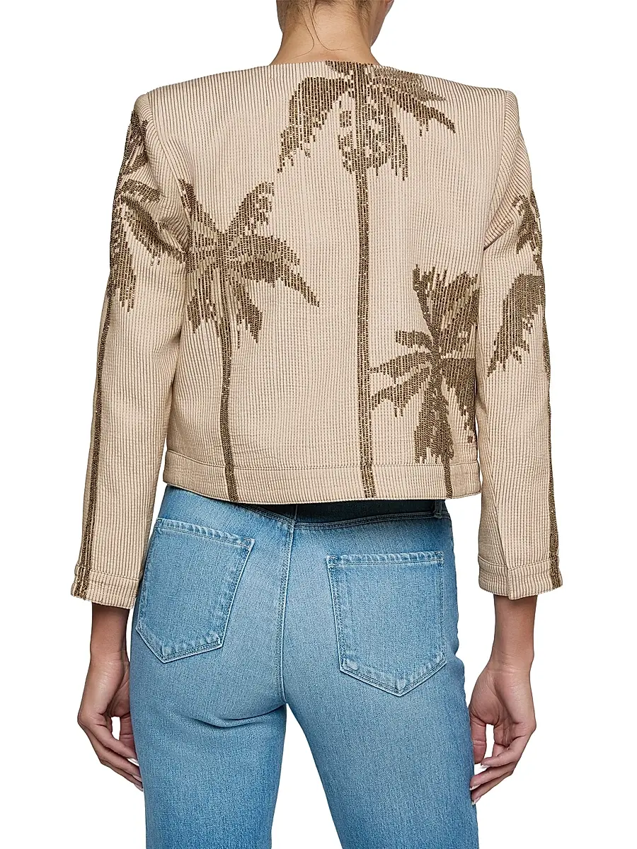 L'Agence Women's Lian Palm Tree Beaded Cotton Jacket | Thumbnail 5 L'Agence Women's Lian Palm Tree Beaded Cotton Jacket | Thumbnail 5