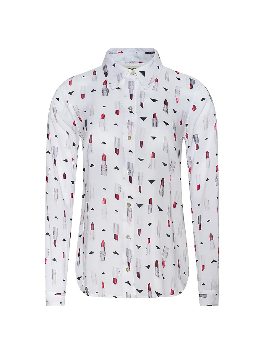 L'Agence Women's Holly Lipstick-Print Blouse - Multi Lipstick | Image 1 L'Agence Women's Holly Lipstick-Print Blouse - Multi Lipstick | Image 1