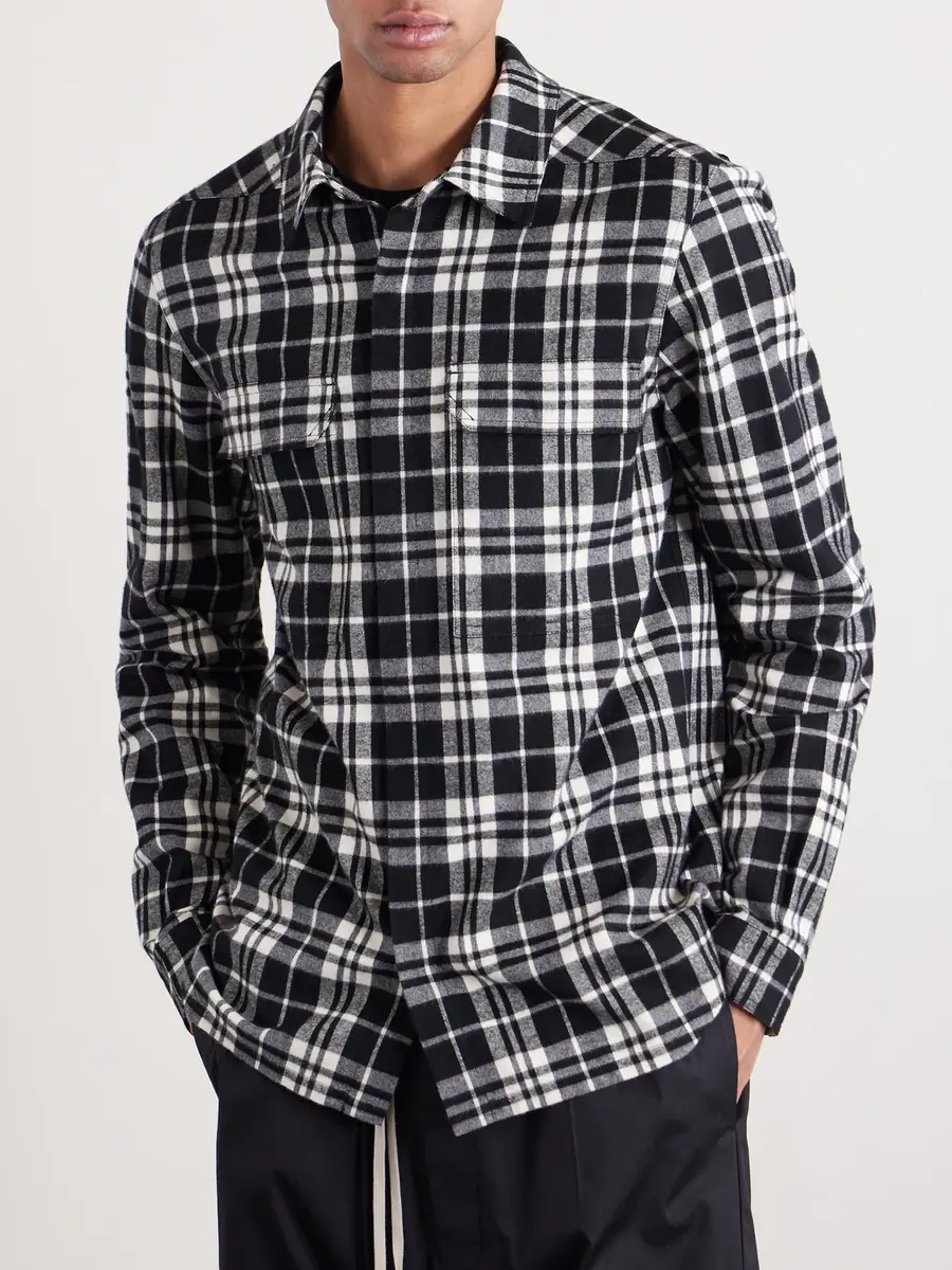 Rick Owens Checked Cotton-Flannel Shirt - Men | Thumbnail 3 Rick Owens Checked Cotton-Flannel Shirt - Men | Thumbnail 3