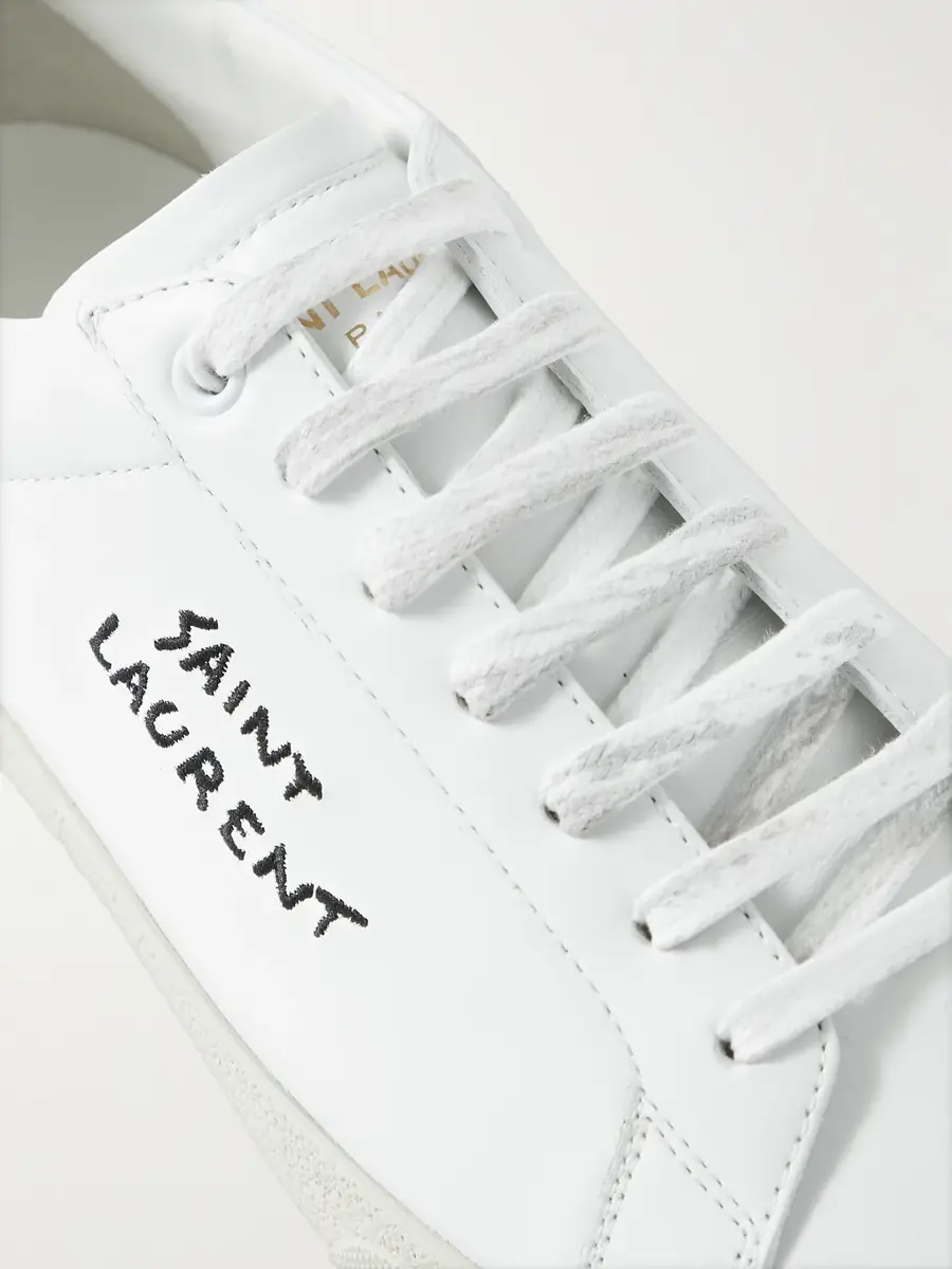 Saint Laurent SL/06 Court Classic Logo-Embroidered Leather Sneakers - Men | Thumbnail 5