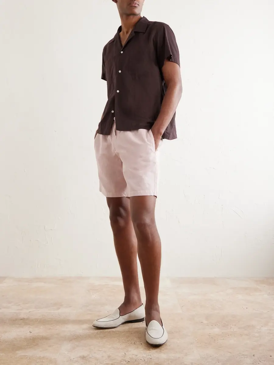 MR P. Straight-Leg Cotton and Linen-Blend Twill Drawstring Shorts - Men | Thumbnail 2