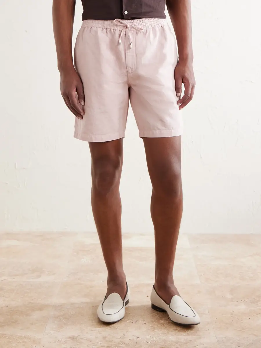 MR P. Straight-Leg Cotton and Linen-Blend Twill Drawstring Shorts - Men | Thumbnail 3