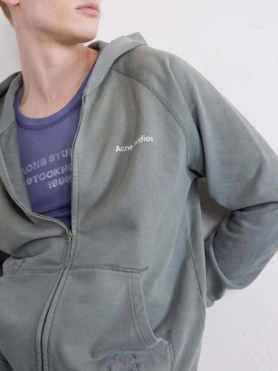 Acne Studios Fupiter Logo-Print Embroidered Cotton-Jersey Hoodie - Men | Thumbnail 5