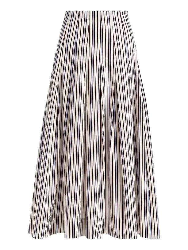 Women's Striped Poplin Cotton Midi-Skirt Women's Striped Poplin Cotton Midi-Skirt