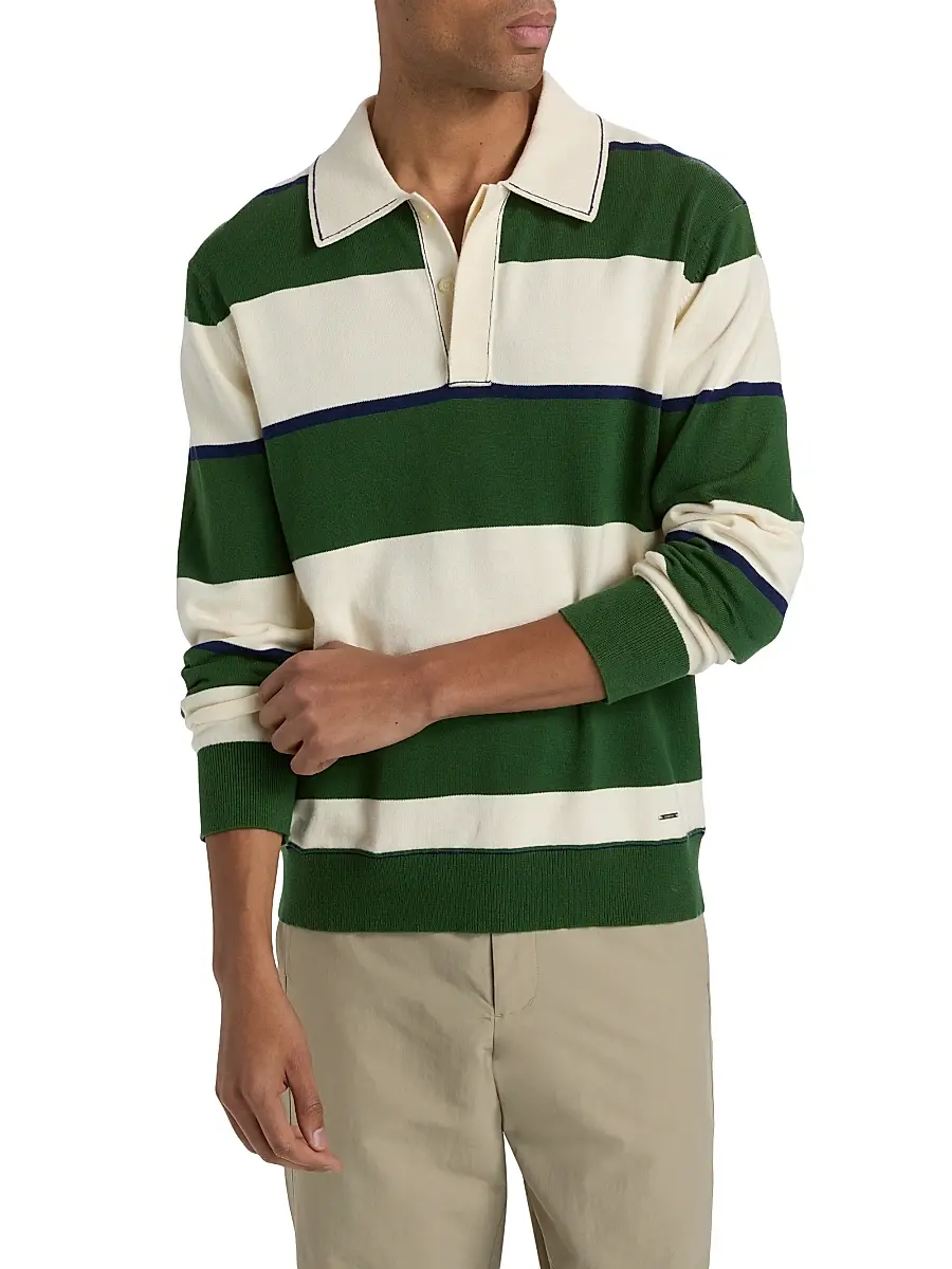 Simkhai Men's Louis Cotton-Cashmere Rugby Shirt | Thumbnail 3 Simkhai Men's Louis Cotton-Cashmere Rugby Shirt | Thumbnail 3