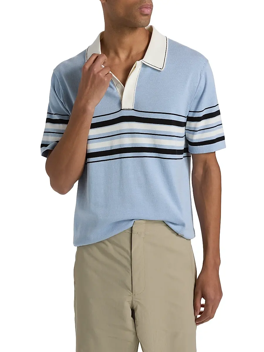 Simkhai Men's Brandon Striped Cotton Polo Shirt | Thumbnail 3 Simkhai Men's Brandon Striped Cotton Polo Shirt | Thumbnail 3