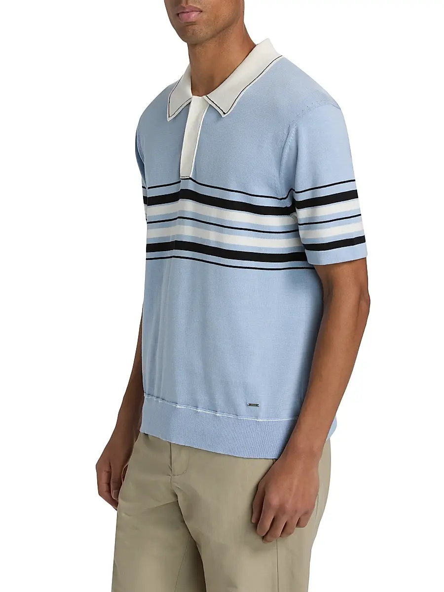 Simkhai Men's Brandon Striped Cotton Polo Shirt | Thumbnail 4 Simkhai Men's Brandon Striped Cotton Polo Shirt | Thumbnail 4