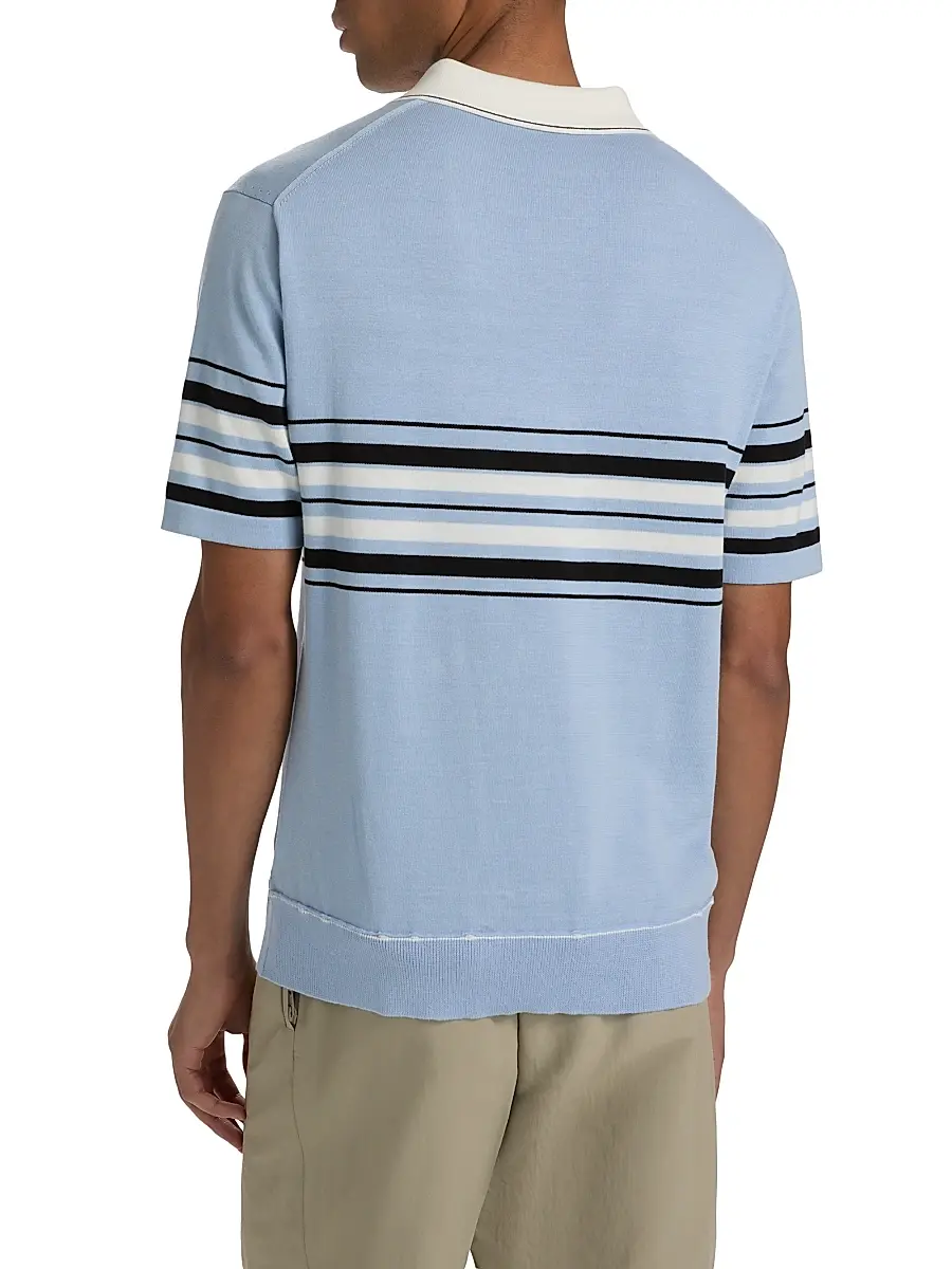 Simkhai Men's Brandon Striped Cotton Polo Shirt | Thumbnail 5 Simkhai Men's Brandon Striped Cotton Polo Shirt | Thumbnail 5