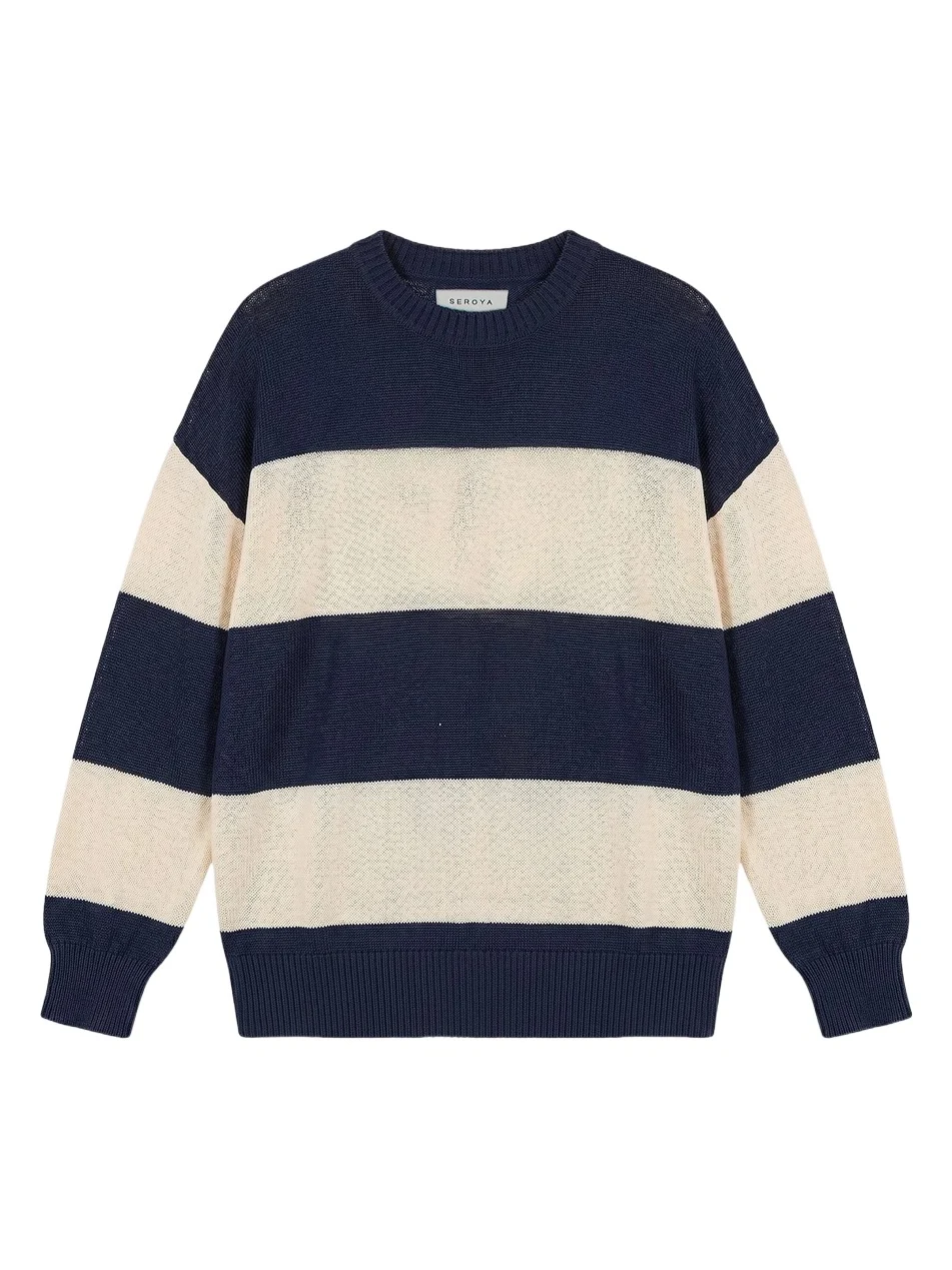 Women's Cassian Striped Linen-Cotton Blend Sweater Women's Cassian Striped Linen-Cotton Blend Sweater