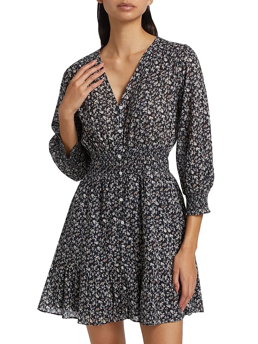 Veronica Beard Women's Katari Floral Cotton Minidress | Thumbnail 3