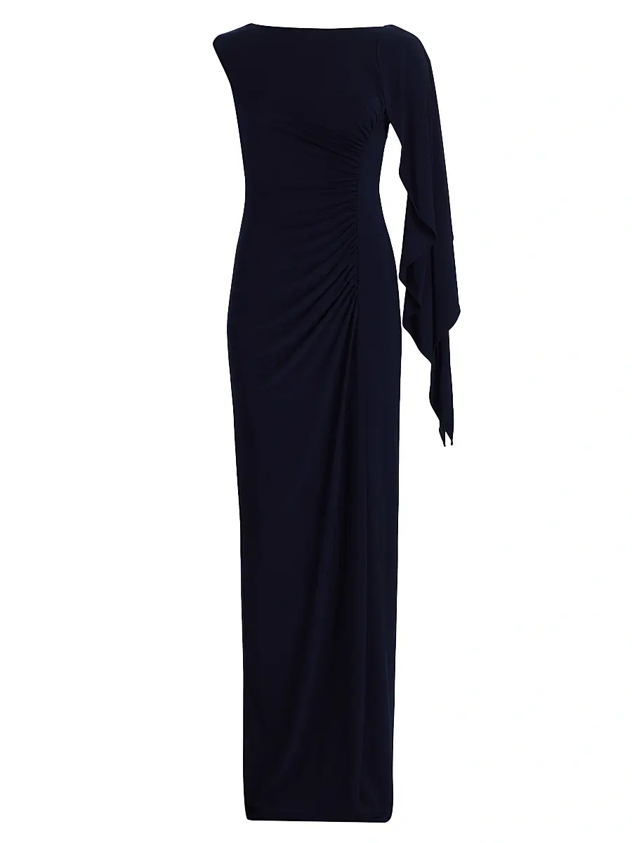 Amsale Women's Draped One-Sleeve Gown - Navy | Image 1 Amsale Women's Draped One-Sleeve Gown - Navy | Image 1
