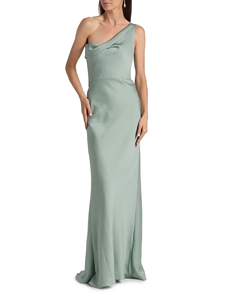 Amsale Women's Hammered Satin One-Shoulder Gown | Thumbnail 2 Amsale Women's Hammered Satin One-Shoulder Gown | Thumbnail 2